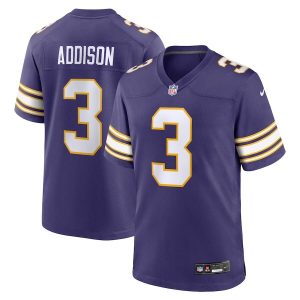 Men Minnesota Vikings #3 Jordan Addison Purple Classic Game Stitched Jersey