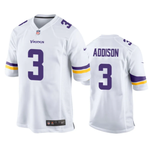 Men Minnesota Vikings #3 Jordan Addison White Stitched Game Jersey