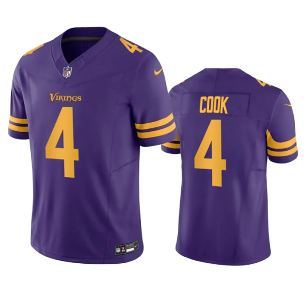 Men Minnesota Vikings #4 Dalvin Cook Purple 2023 F.U.S.E. Color Rush Stitched Jersey