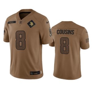 Men Minnesota Vikings #8 Kirk Cousins 2023 Brown Salute To Service Limited Football Stitched Jersey