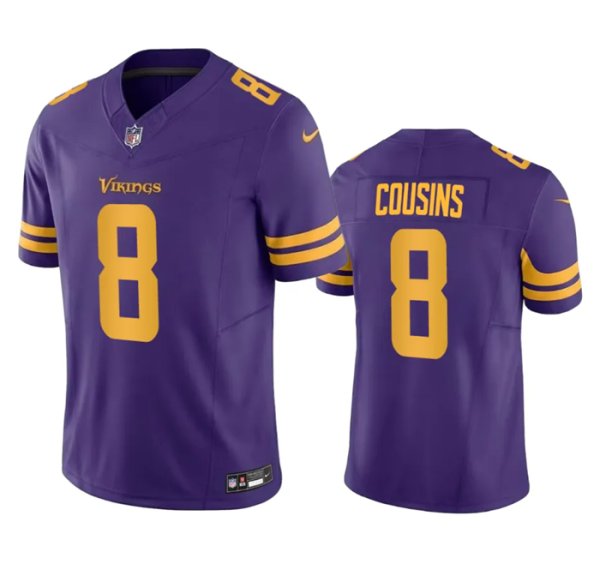 Men Minnesota Vikings #8 Kirk Cousins Purple 2023 F.U.S.E. Color Rush Stitched Jersey