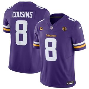 Men Minnesota Vikings #8 Kirk Cousins Purple 2023 F.U.S.E. With 4-star C Patch And John Madden Patch Vapor Limited Football Stitched Jersey