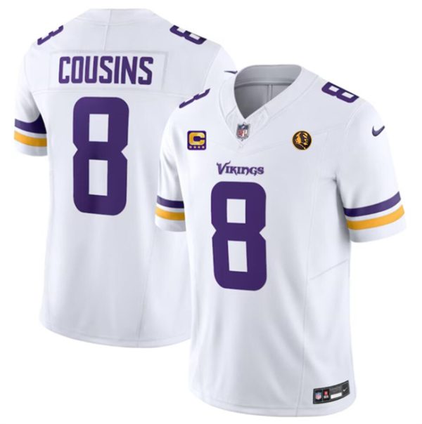 Men Minnesota Vikings #8 Kirk Cousins White 2023 F.U.S.E. With With 4-star C Patch And John Madden Patch Vapor Limited Football Stitched Jersey