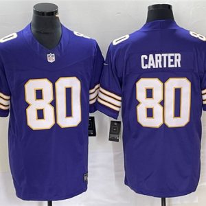 Men Minnesota Vikings #80 Cris Carter Purple 2023 F.U.S.E. Vapor Untouchable Limited Stitched Jersey