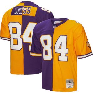 Men Minnesota Vikings #84 Randy Moss 1998 Purple/Gold Split Stitched Jersey