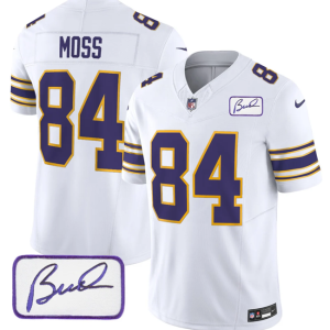 Men Minnesota Vikings #84 Randy Moss White 2023 F.U.S.E. Bud Grant patch Limited Stitched Jersey