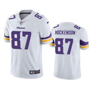 Men Minnesota Vikings #87 T.J. Hockenson White Vapor Untouchable Stitched Jersey