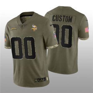 Men Minnesota Vikings Active Player Custom 2022 Olive Salute To Service Limited Stitched Jersey