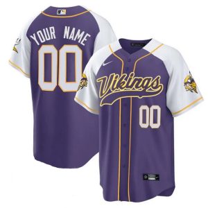 Men Minnesota Vikings Active Player Custom Purple/White Cool Base Stitched Baseball Jersey