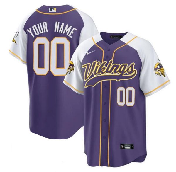 Men Minnesota Vikings Active Player Custom Purple/White Cool Base Stitched Baseball Jersey