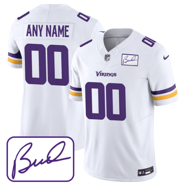 Men Minnesota Vikings Active Player Custom White 2023 F.U.S.E. Bud Grant patch Limited Stitched Jersey