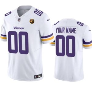 Men Minnesota Vikings Active Player Custom White 2023 F.U.S.E. With John Madden Patch Vapor Limited Football Stitched Jersey