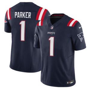 Men New England Patriots #1 DeVante Parker Navy 2023 F.U.S.E. Vapor Limited Football Stitched Jersey