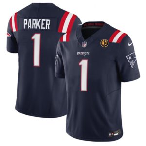 Men New England Patriots #1 DeVante Parker Navy 2023 F.U.S.E. With John Madden Patch Vapor Limited Football Stitched Jersey