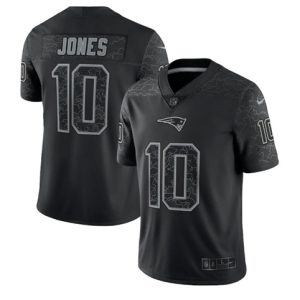 Men New England Patriots #10 Mac Jones Black Reflective Limited Stitched Football Jersey