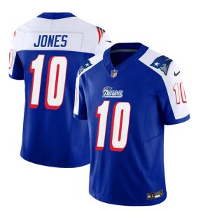 Men New England Patriots #10 Mac Jones Blue/White 2023 F.U.S.E. Vapor Limited Football Stitched Jersey