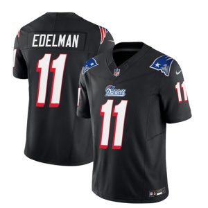 Men New England Patriots #11 Julian Edelman Black 2023 F.U.S.E. Vapor Limited Football Stitched Jersey