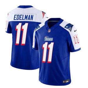 Men New England Patriots #11 Julian Edelman Blue/White 2023 F.U.S.E. Vapor Limited Football Stitched Jersey