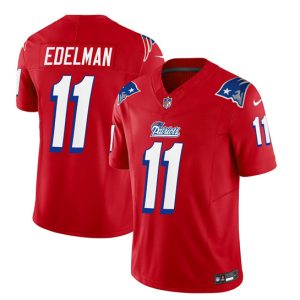 Men New England Patriots #11 Julian Edelman Red 2023 F.U.S.E. Vapor Limited Football Stitched Jersey