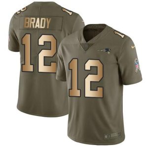 Men New England Patriots #12 Tom Brady 2017 Olive Salute To Service Limited Stitched NFL Jersey