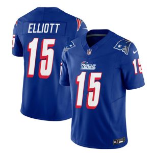 Men New England Patriots #15 Ezekiel Elliott Blue 2023 F.U.S.E. Vapor Limited Football Stitched Jersey