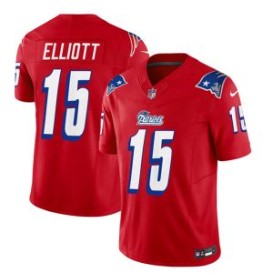 Men New England Patriots #15 Ezekiel Elliott Red 2023 F.U.S.E. Vapor Limited Football Stitched Jersey