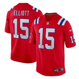 Men New England Patriots #15 Ezekiel Elliott Red Stitched Game Jersey