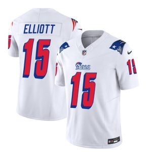 Men New England Patriots #15 Ezekiel Elliott White 2023 F.U.S.E. Vapor Limited Football Stitched Jersey