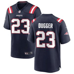 Men New England Patriots #23 Kyle Dugger Navy Stitched Game Jersey