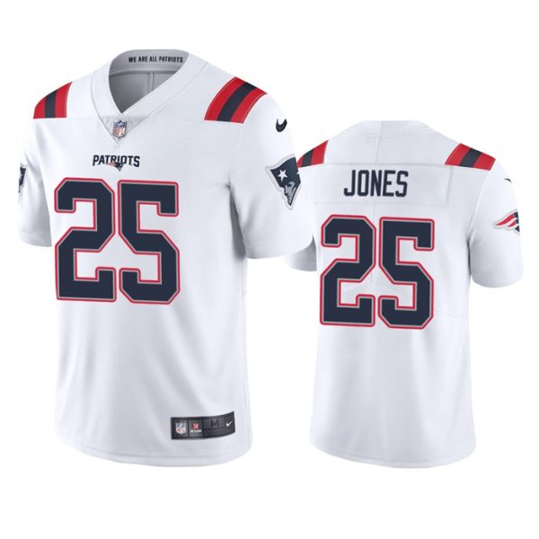 Men New England Patriots #25 Marcus Jones White Vapor Untouchable Limited Stitched Jersey