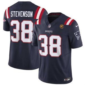 Men New England Patriots #38 Rhamondre Stevenson Navy 2023 F.U.S.E. With John Madden Patch Vapor Limited Football Stitched Jersey