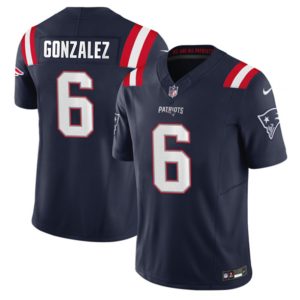 Men New England Patriots #6 Christian Gonzalez Navy 2023 F.U.S.E. Vapor Limited Football Stitched Jersey