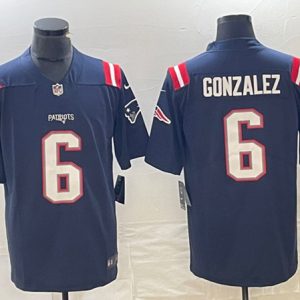 Men New England Patriots #6 Christian Gonzalez Navy Vapor Untouchable Limited Football Stitched Jersey