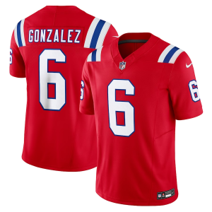 Men New England Patriots #6 Christian Gonzalez Red 2023 F.U.S.E. Vapor Limited Football Stitched Jersey