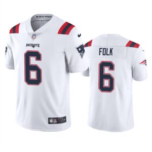 Men New England Patriots #6 Nick Folk White Vapor Untouchable Limited Stitched Jersey