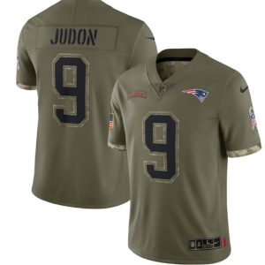 Men New England Patriots #9 Matt Judon 2022 Olive Salute To Service Limited Stitched Jersey