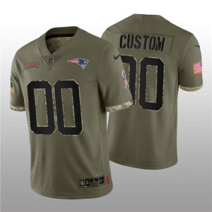 Men New England Patriots Active Player Custom 2022 Olive Salute To Service Limited Stitched Jersey