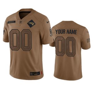 Men New England Patriots Active Player Custom 2023 Brown Salute To Setvice Limited Football Stitched Jersey