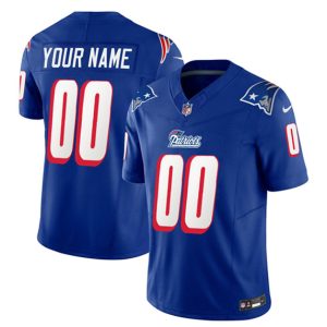 Men New England Patriots Active Player Custom Blue 2023 F.U.S.E. Throwback Limited Football Stitched Jersey