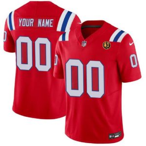 Men New England Patriots Active Player Custom Red 2023 F.U.S.E. With John Madden Patch Vapor Limited Football Stitched Jersey