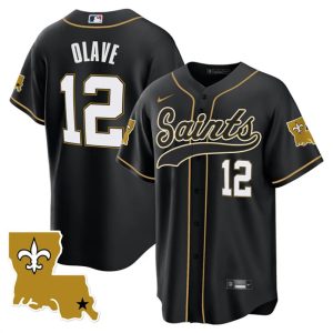 Men New Orleans Saints #12 Chris Olave Black 1987 Legacy Cool Base Stitched Baseball Jersey