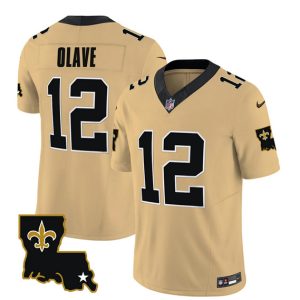 Men New Orleans Saints #12 Chris Olave Gold 2023 F.U.S.E. 1987 Legacy Vapor Stitched Jersey