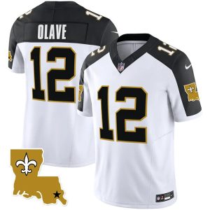 Men New Orleans Saints #12 Chris Olave White Black 2023 F.U.S.E. 1987 Legacy Vapor Stitched Jersey