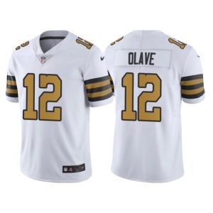 Men New Orleans Saints #12 Chris Olave White Limited Stitched Jersey