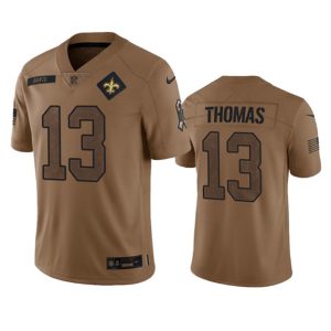 Men New Orleans Saints #13 Michael Thomas 2023 Brown Salute To Service Limited Football Stitched Jersey