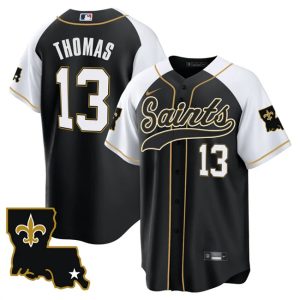 Men New Orleans Saints #13 Michael Thomas Black/White 1987 Legacy Cool Base Stitched Baseball Jersey