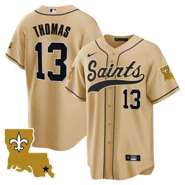 Men New Orleans Saints #13 Michael Thomas Gold 1987 Legacy Cool Base Stitched Baseball Jersey