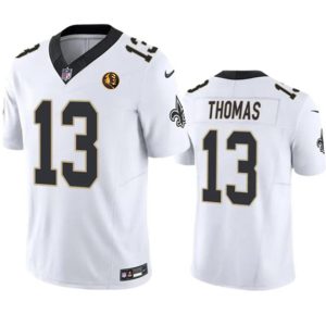 Men New Orleans Saints #13 Michael Thomas White 2023 F.U.S.E. With John Madden Patch Vapor Limited Football Stitched Jersey