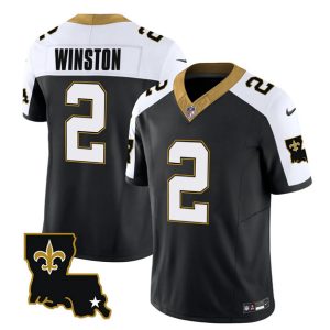 Men New Orleans Saints #2 Jameis Winston Black White 2023 F.U.S.E. 1987 Legacy Vapor Stitched Jersey