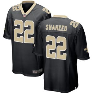 Men New Orleans Saints #22 Rashid Shaheed Black Football Stitched Game Jersey